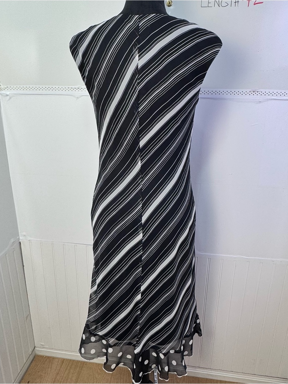 Vintage Ombre Stripe Midi Dress Y2K Cowl Neck Bias Cut Slip sz 6 - Picture 2 of 6